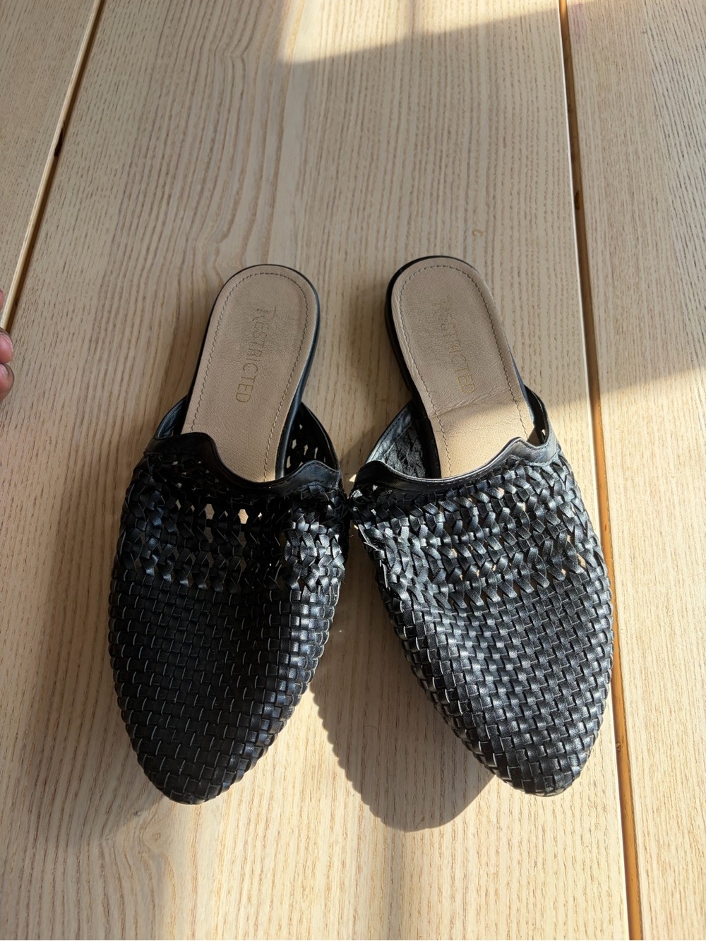 Restricted 7:5 Women’s Black Woven Slide Mules -